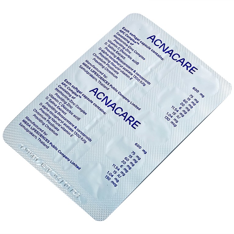 Thực phẩm bảo vệ sức khỏe Acnacare bổ sung chất chống oxy hóa (3 vỉ x 10 viên)