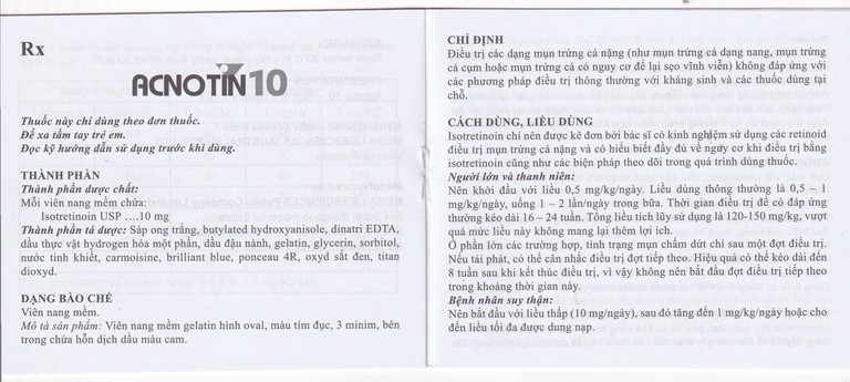 Thuốc Acnotin 10mg MEGA We care điều trị mụn trứng cá nặng (3 vỉ x 10 viên)