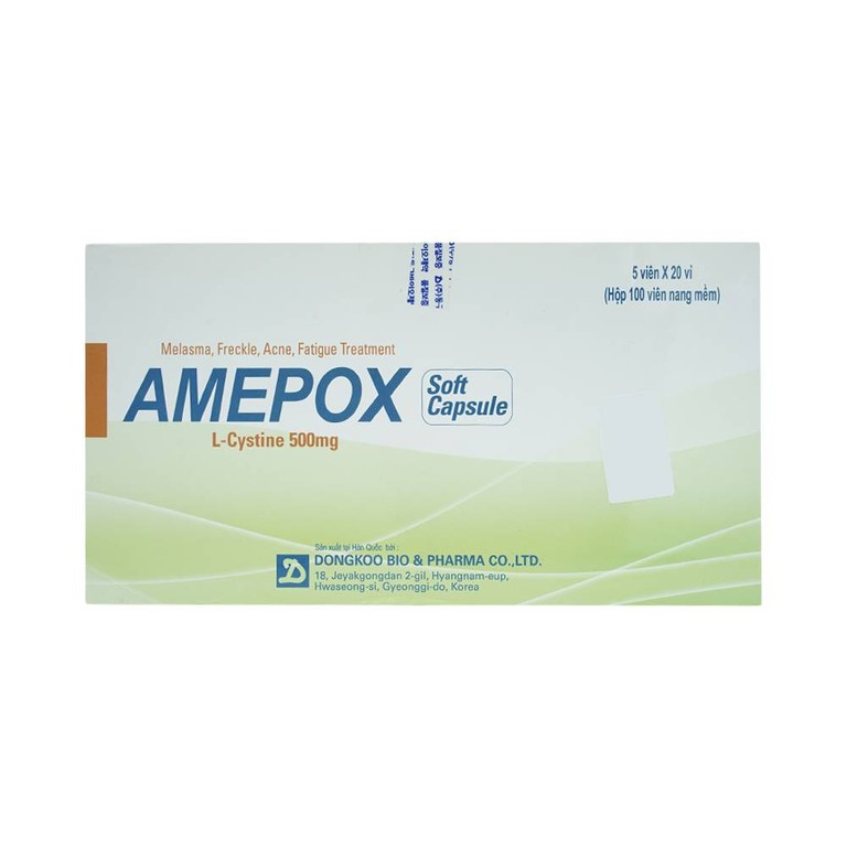 Thuốc Amepox 500mg DongKoo điều trị sạm da do tàn nhang, nám da (20 vỉ x 5 viên)