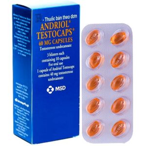 Thuốc Andriol Testocaps 40mg Catalent hỗ trợ điều trị thiểu năng tuyến sinh dục nam giới (3 vỉ x 10 viên)