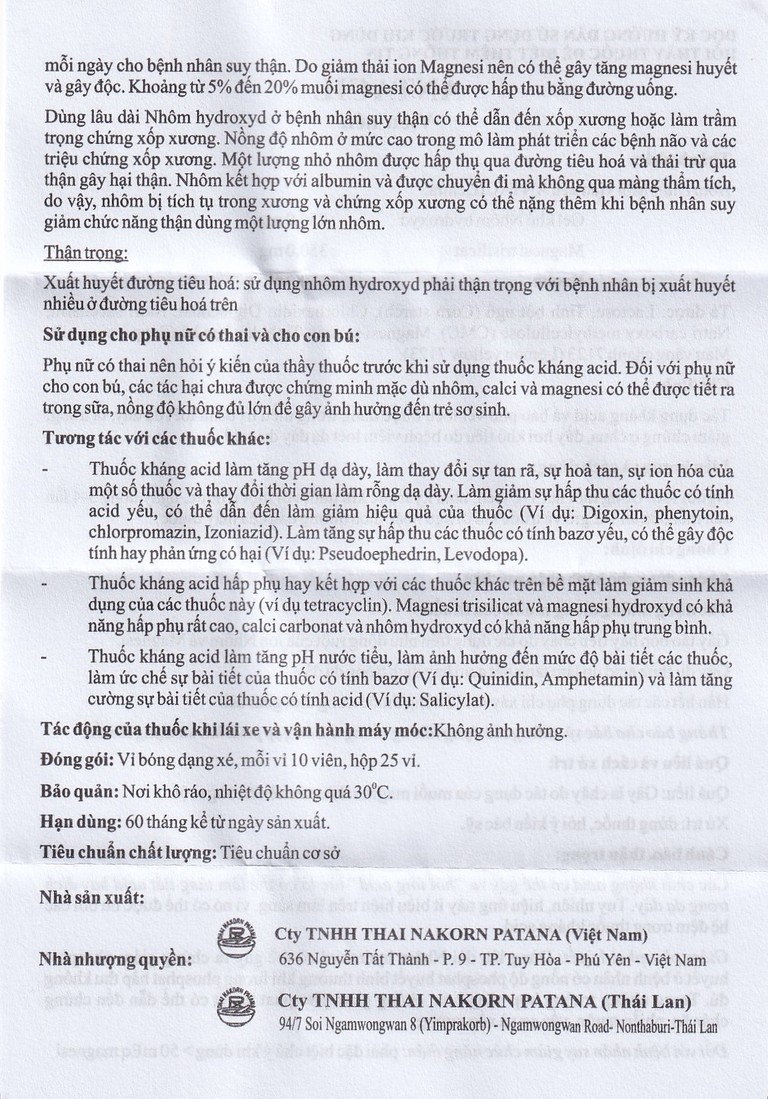 Thuốc Antacil 250mg Thai Nakorn Patana điều trị bệnh loét dạ dày, tá tràng (25 vỉ x 10 viên)