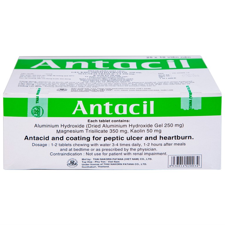 Thuốc Antacil 250mg Thai Nakorn Patana điều trị bệnh loét dạ dày, tá tràng (25 vỉ x 10 viên)