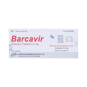 Thuốc Barcavir 0.5mg Incepta điều trị nhiễm virus viêm gan B mạn tính (1 vỉ x 10 viên)