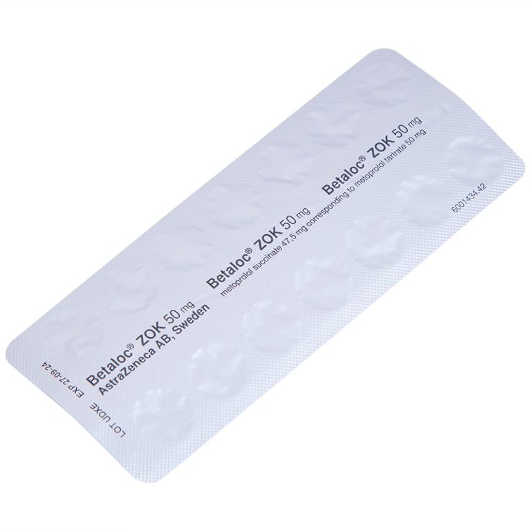 Thuốc Betaloc Zok 50mg AstraZeneca điều trị tăng huyết áp (2 vỉ x 14 viên)