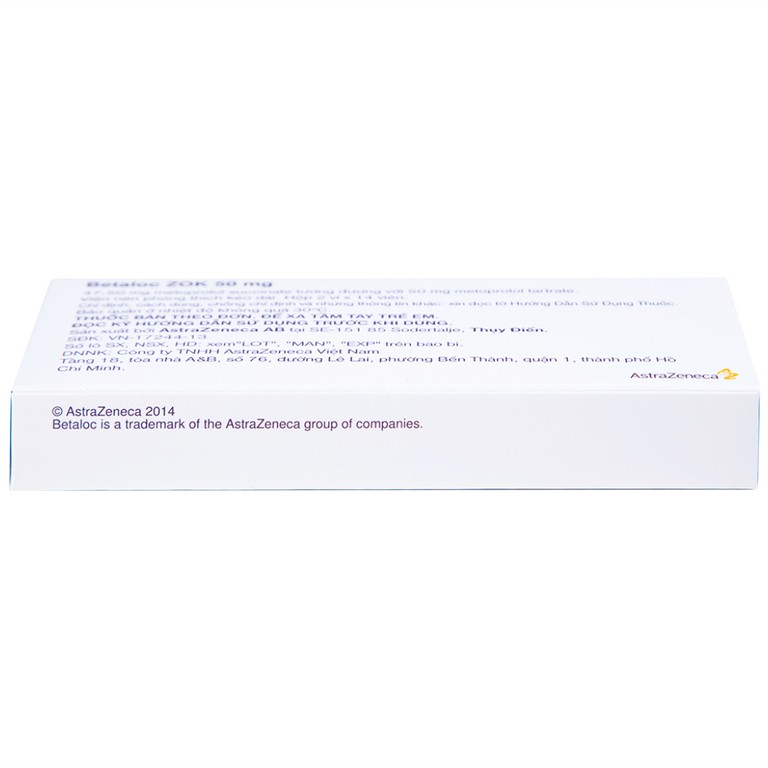 Thuốc Betaloc Zok 50mg AstraZeneca điều trị tăng huyết áp (2 vỉ x 14 viên)
