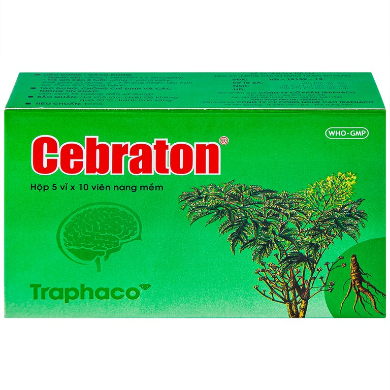 Thuốc Cebraton Traphaco bổ khí huyết, hoạt huyết dưỡng não (5 vỉ x 10 viên)