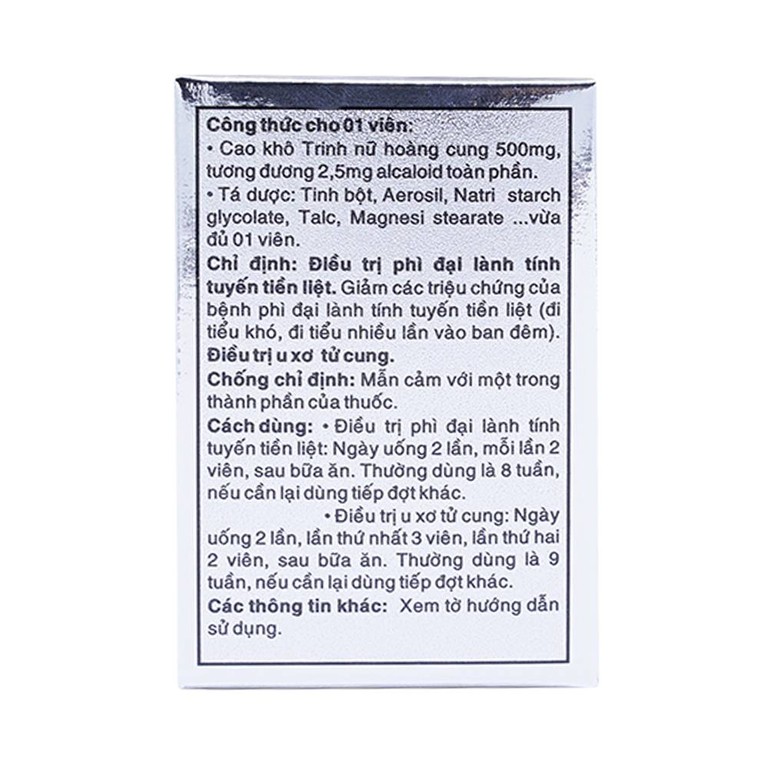 Thuốc Crila Forte Thiên Dược điều trị phì đại lành tính tuyến tiền liệt, u xơ tử cung (20 viên)