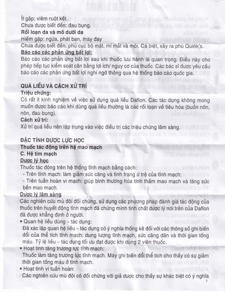 Thuốc Daflon 500mg Servier điều trị các triệu chứng liên quan đến suy giảm tĩnh mạch bạch huyết và trĩ cấp (60 viên)