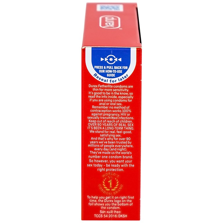 Bao cao su Durex Fetherlite vừa vặn, độ bảo vệ cao (3 cái)