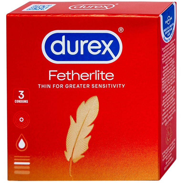 Bao cao su Durex Fetherlite vừa vặn, độ bảo vệ cao (3 cái)