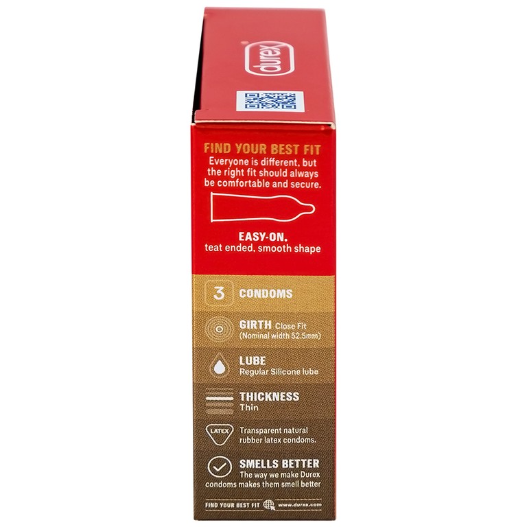 Bao cao su Durex Fetherlite vừa vặn, độ bảo vệ cao (3 cái)