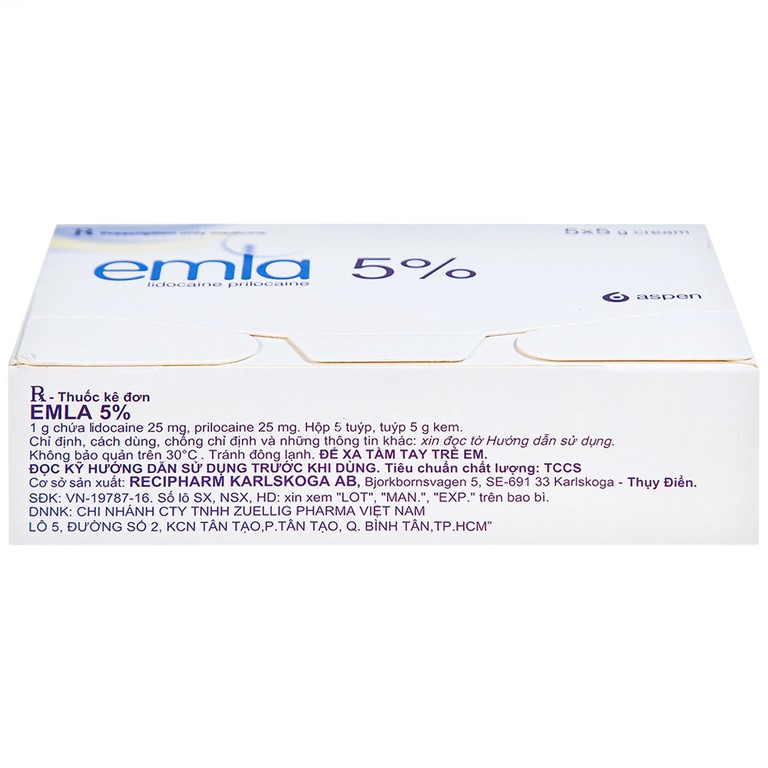 Thuốc Emla 5% Aspen gây tê bề mặt da (5 tuýp x 5g)