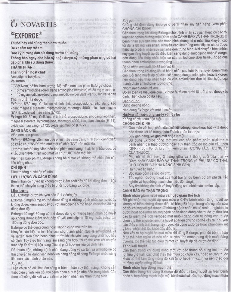 Thuốc Exforge 5mg/80mg Novartis điều trị tăng huyết áp vô căn (2 vỉ x 14 viên)