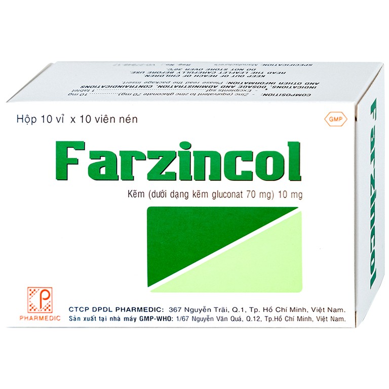 Thuốc Farzincol Pharmedic điều trị thiếu kẽm (10 vỉ x 10 viên)