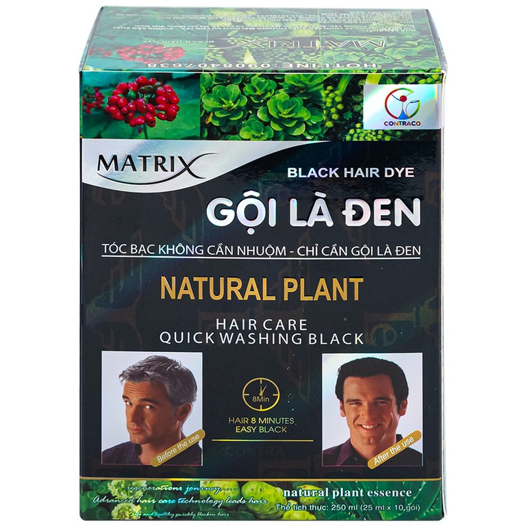 Dầu gội nhuộm đen tóc Matrix gội là đen (10 gói x 25ml)