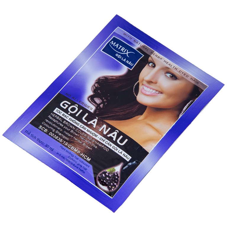 Gội là nâu Matrix làm thay đổi màu tóc, che phủ tóc bạc (10 gói x 30ml)