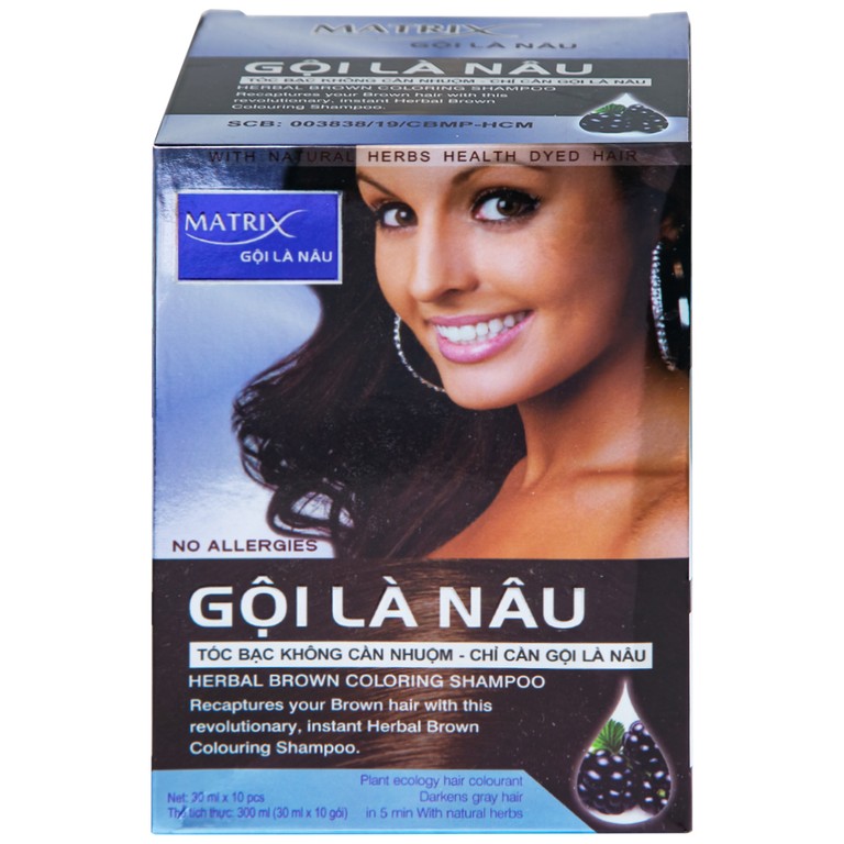 Gội là nâu Matrix làm thay đổi màu tóc, che phủ tóc bạc (10 gói x 30ml)