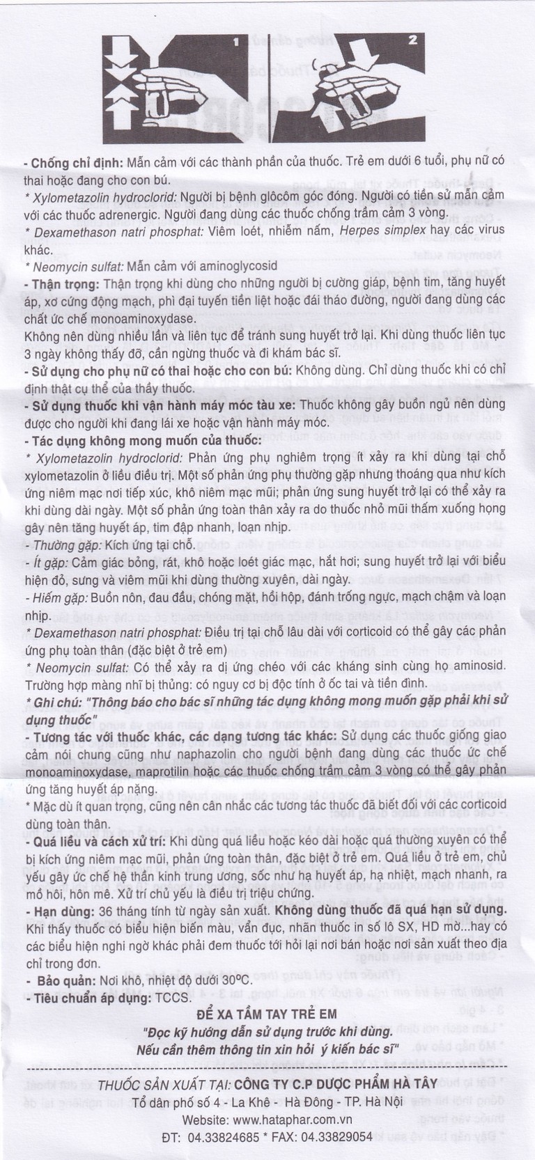 Thuốc xịt Hadocort-D Hà Tây điều trị các bệnh viêm mũi, viêm xoang (15ml)