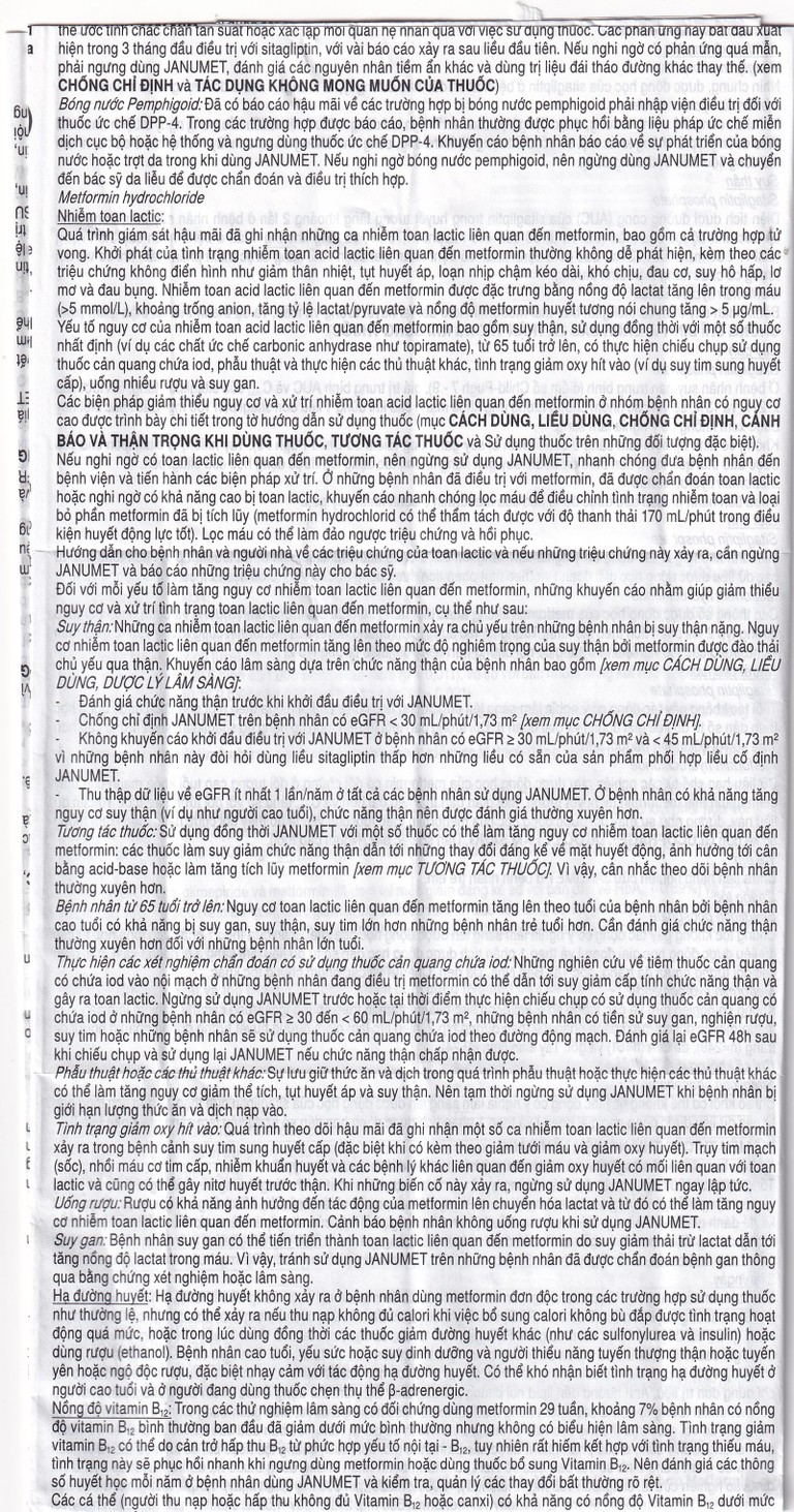 Viên nén Janumet 50mg/500mg MSD điều trị đái tháo đường típ 2 (4 vỉ x 7 viên)