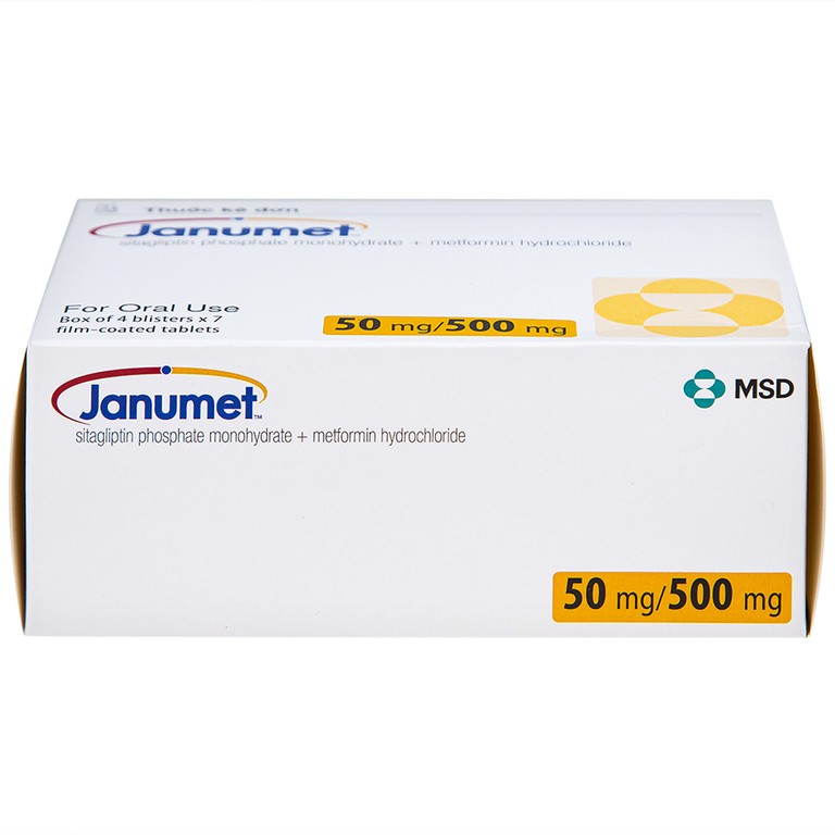 Viên nén Janumet 50mg/500mg MSD điều trị đái tháo đường típ 2 (4 vỉ x 7 viên)