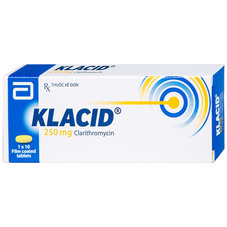 Viên nén Klacid 250mg Abbott điều trị viêm amidan, viêm tai giữa, viêm xoang cấp (1 vỉ x 10 viên)