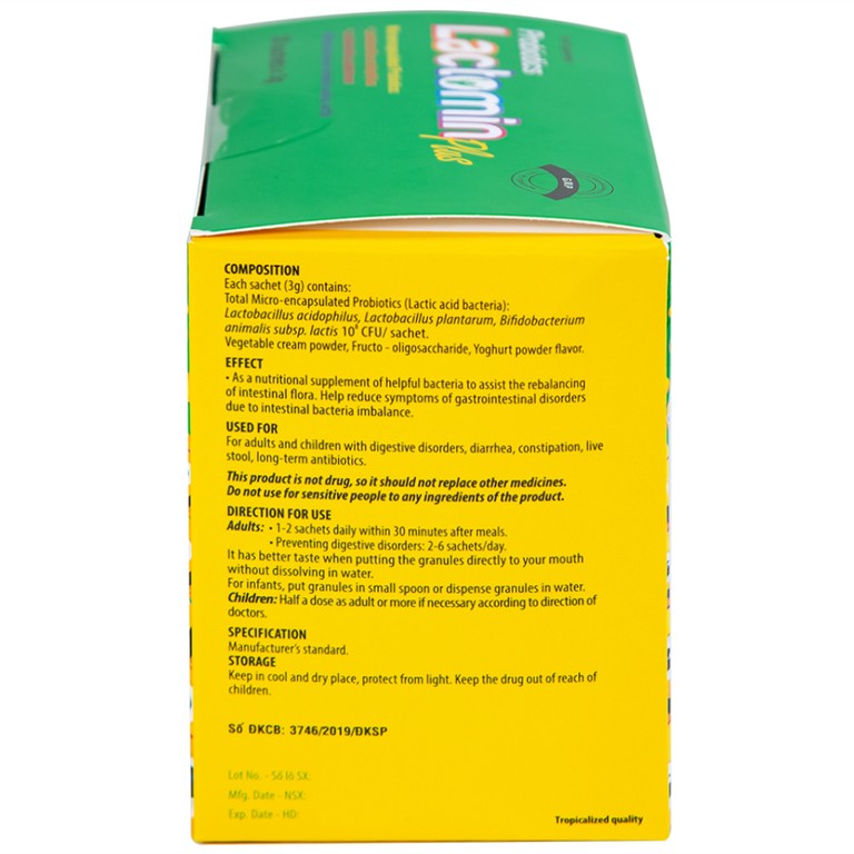 Cốm Probiotics Lactomin Plus Novarex bổ sung vi khuẩn có ích, giúp cân bằng hệ vi sinh đường ruột (30 gói)