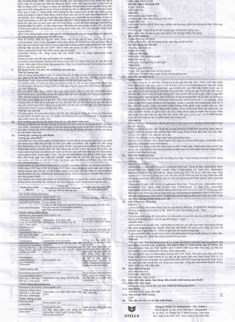 Thuốc Lamzidivir Stella hỗ trợ điều trị nhiễm HIV (5 vỉ x 6 viên)