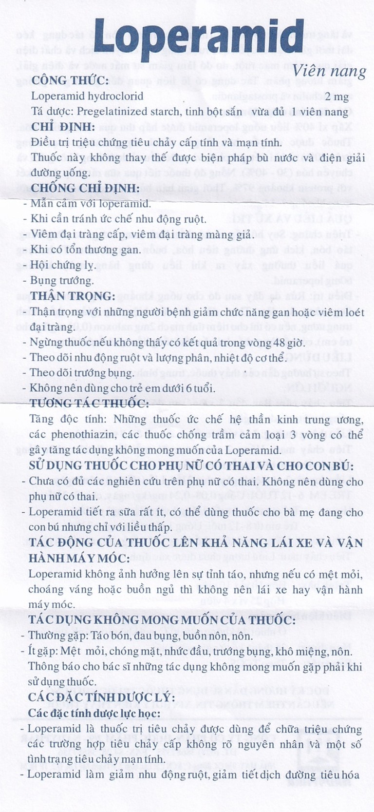 Viên nang cứng Loperamid 2mg Nadyphar điều trị triệu chứng tiêu chảy cấp tính và mạn tính (10 vỉ x 10 viên)
