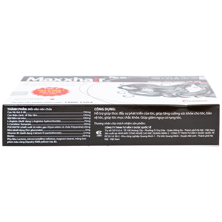Viên uống Maxxhair New Thái Minh hỗ trợ tóc mọc chắc khỏe và giảm nguy cơ rụng tóc (3 vỉ x 10 viên)
