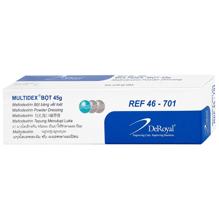 Bột Multidex 45g DeRoyal hỗ trợ điều trị viêm nhiễm da, làm lành các vết loét mãn tính
