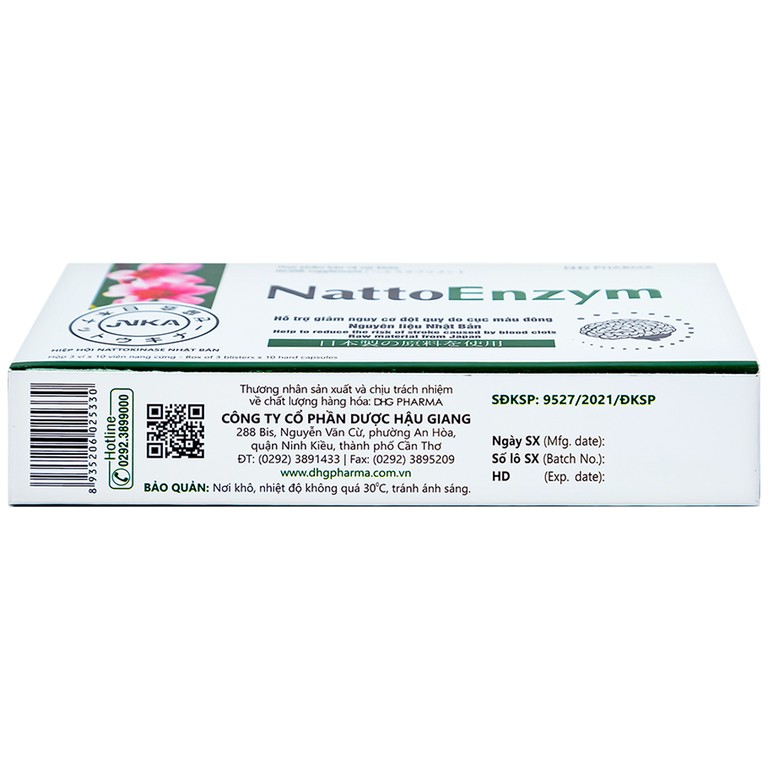 Viên uống NattoEnzym DHG hỗ trợ hoạt huyết, tăng tuần hoàn máu (3 vỉ x 10 viên)