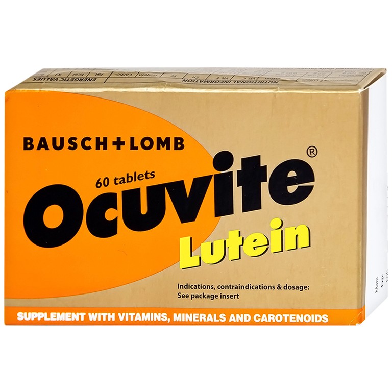 Viên nén Ocuvite Lutein Bausch & Lomb hỗ trợ tăng cường thị lực (3 vỉ x 20 viên)