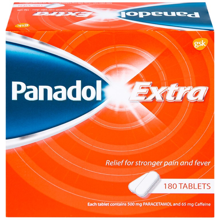 Viên nén Panadol Extra đỏ GSK giảm mạnh các cơn đau, hạ sốt, điều trị đau đầu, đau lưng (15 vỉ x 12 viên)