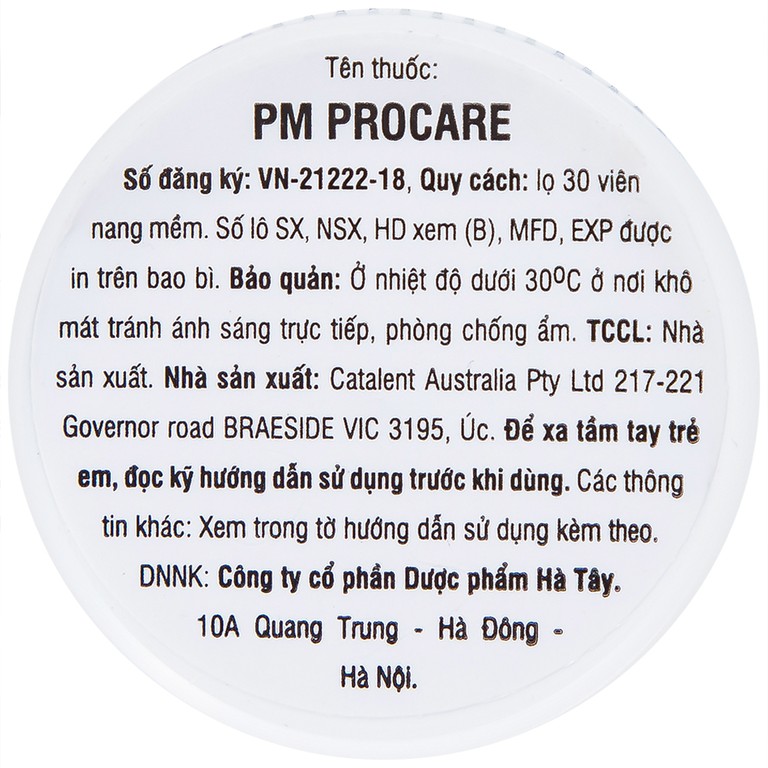 Thuốc PM Procare Catalent bổ sung DHA, EPA, Vitamin và khoáng chất (30 viên)