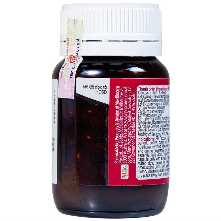 Thuốc PM Procare Catalent bổ sung DHA, EPA, Vitamin và khoáng chất (30 viên)