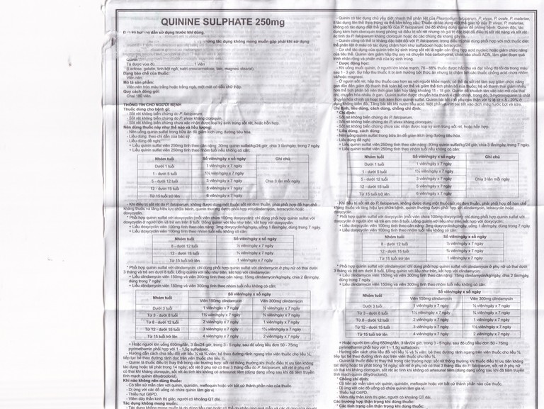 Thuốc Quinine Sulphate 250mg Mekophar điều trị sốt rét (180 viên)