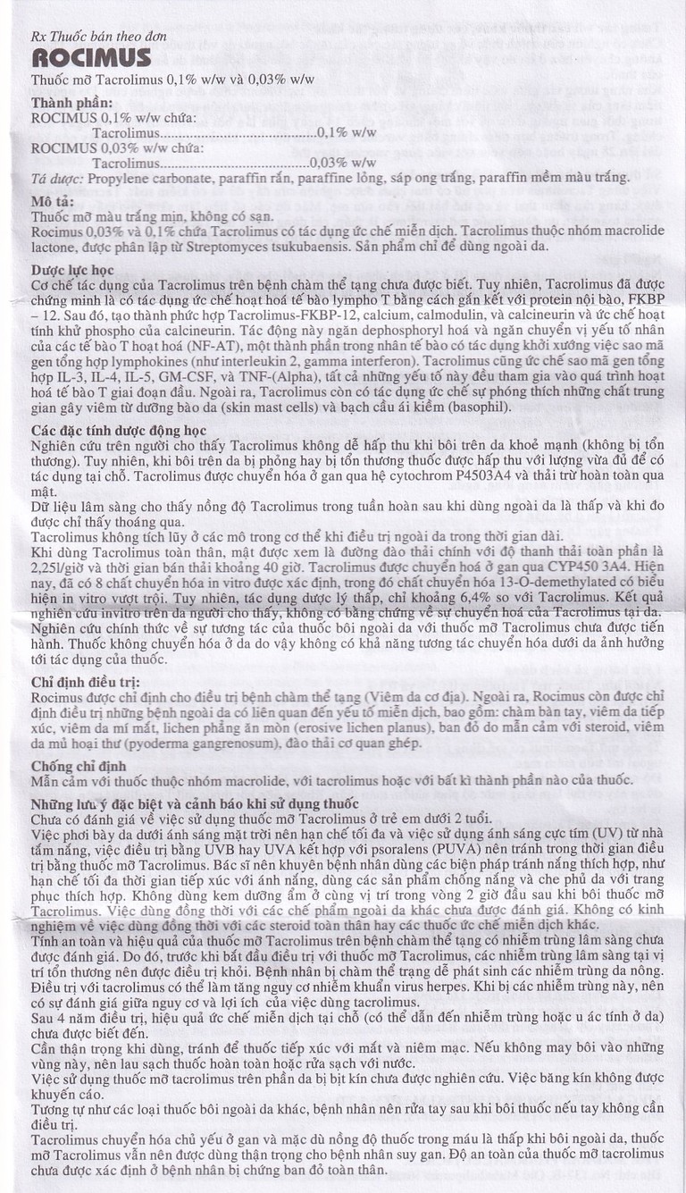 Thuốc mỡ bôi da Rocimus 0.03% MEGA We care điều trị viêm da cơ địa (10g)