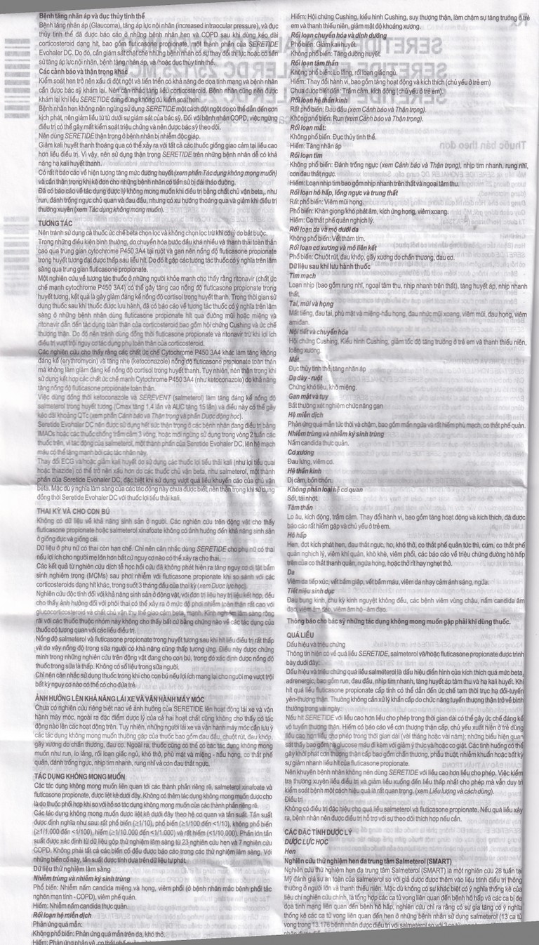 Khí dung Seretide Evohaler DC 25/125 Gsk điều trị hen phế quản, tắc nghẽn phổi mạn tính (120 liều)