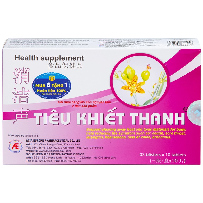 Viên uống Tiêu Khiết Thanh Á Âu hỗ trợ thanh nhiệt giải độc cho cơ thể (3 vỉ x 10 viên)