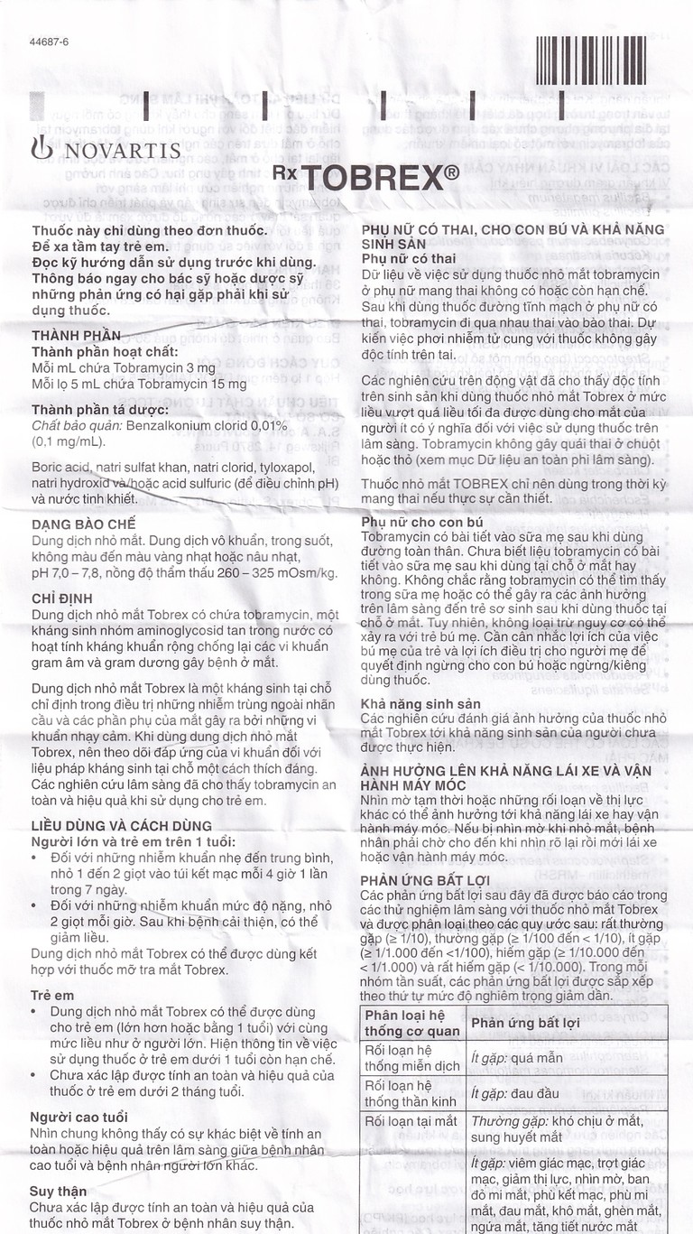 Thuốc nhỏ mắt Tobrex Alcon điều trị nhiễm khuẩn ở mắt (5ml)