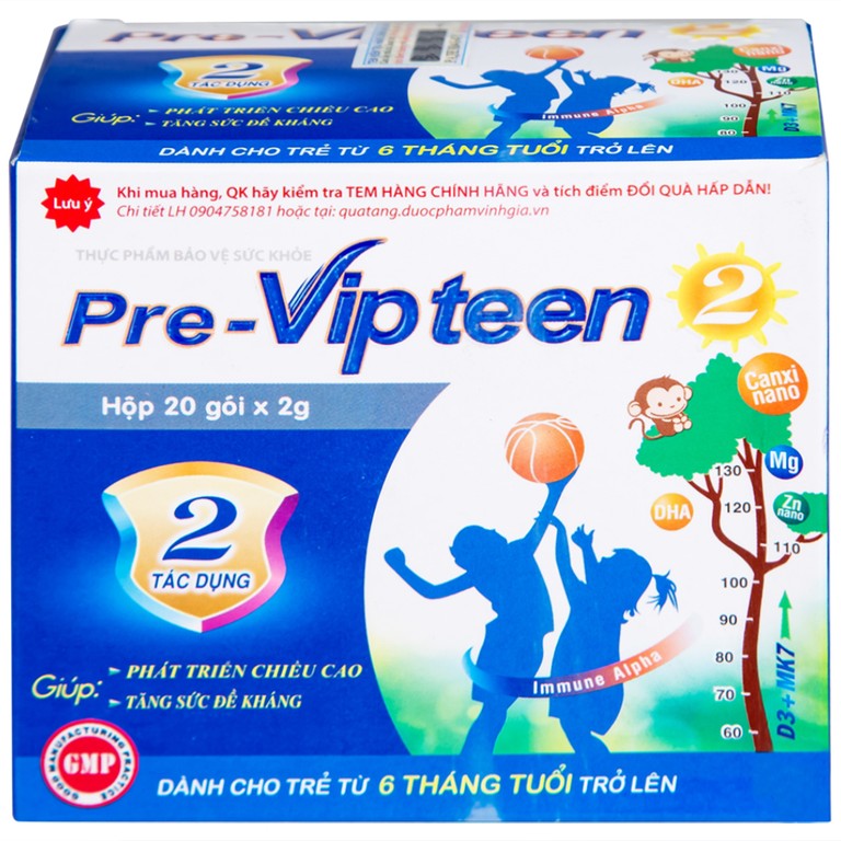 Cốm Pre-Vipteen 2 Vinh Gia giúp tăng chiều cao, tăng sức đề kháng (20 gói x 2g)