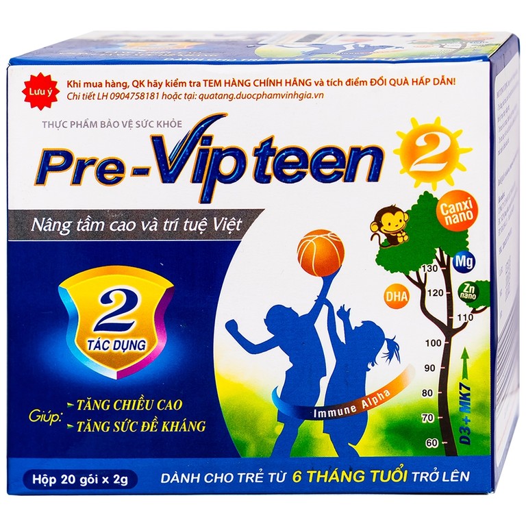 Cốm Pre-Vipteen 2 Vinh Gia giúp tăng chiều cao, tăng sức đề kháng (20 gói x 2g)