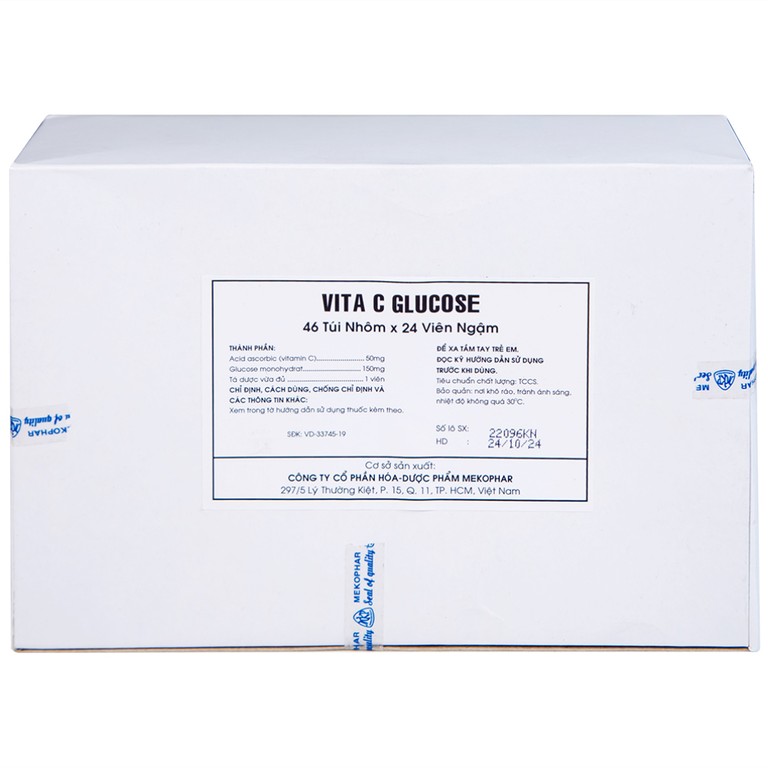Viên ngậm Vita C Glucose Mekophar bổ sung Vitamin C (46 túi nhôm x 24 viên)