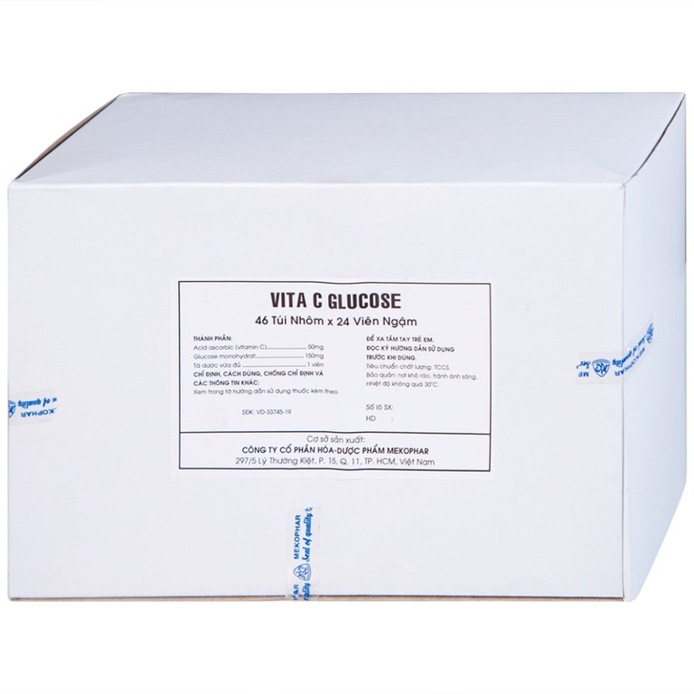Viên ngậm Vita C Glucose Mekophar bổ sung Vitamin C (46 túi nhôm x 24 viên)