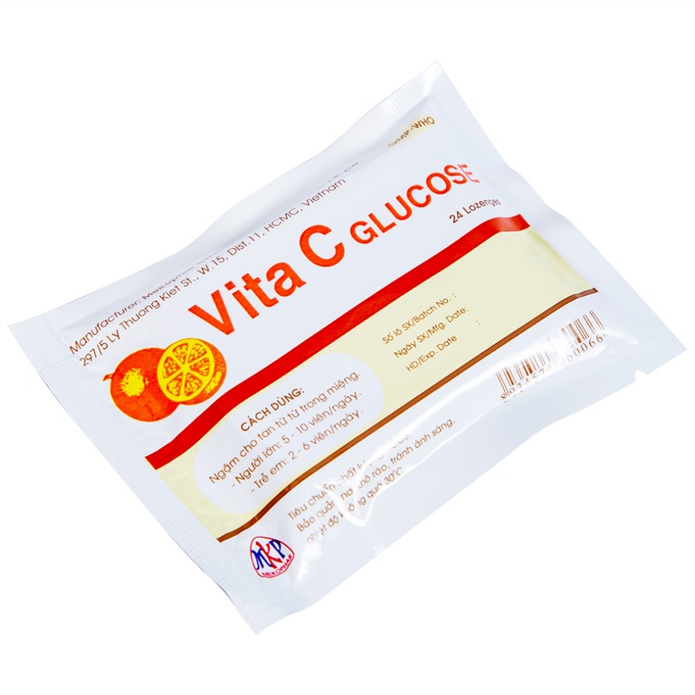 Viên ngậm Vita C Glucose Mekophar bổ sung Vitamin C (46 túi nhôm x 24 viên)