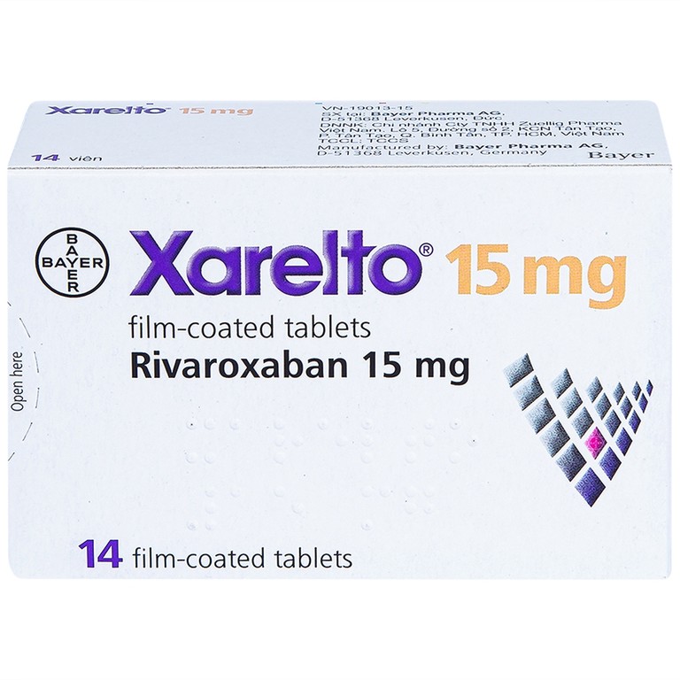 Thuốc Xarelto 15mg Bayer phòng ngừa thuyên tắc huyết khối tĩnh mạch (1 vỉ x 14 viên)