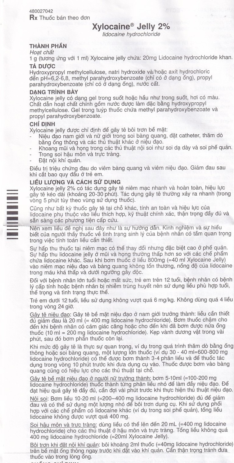 Gel Xylocaine Jelly 2% AstraZeneca gây tê bôi trơn bề mặt (30g)