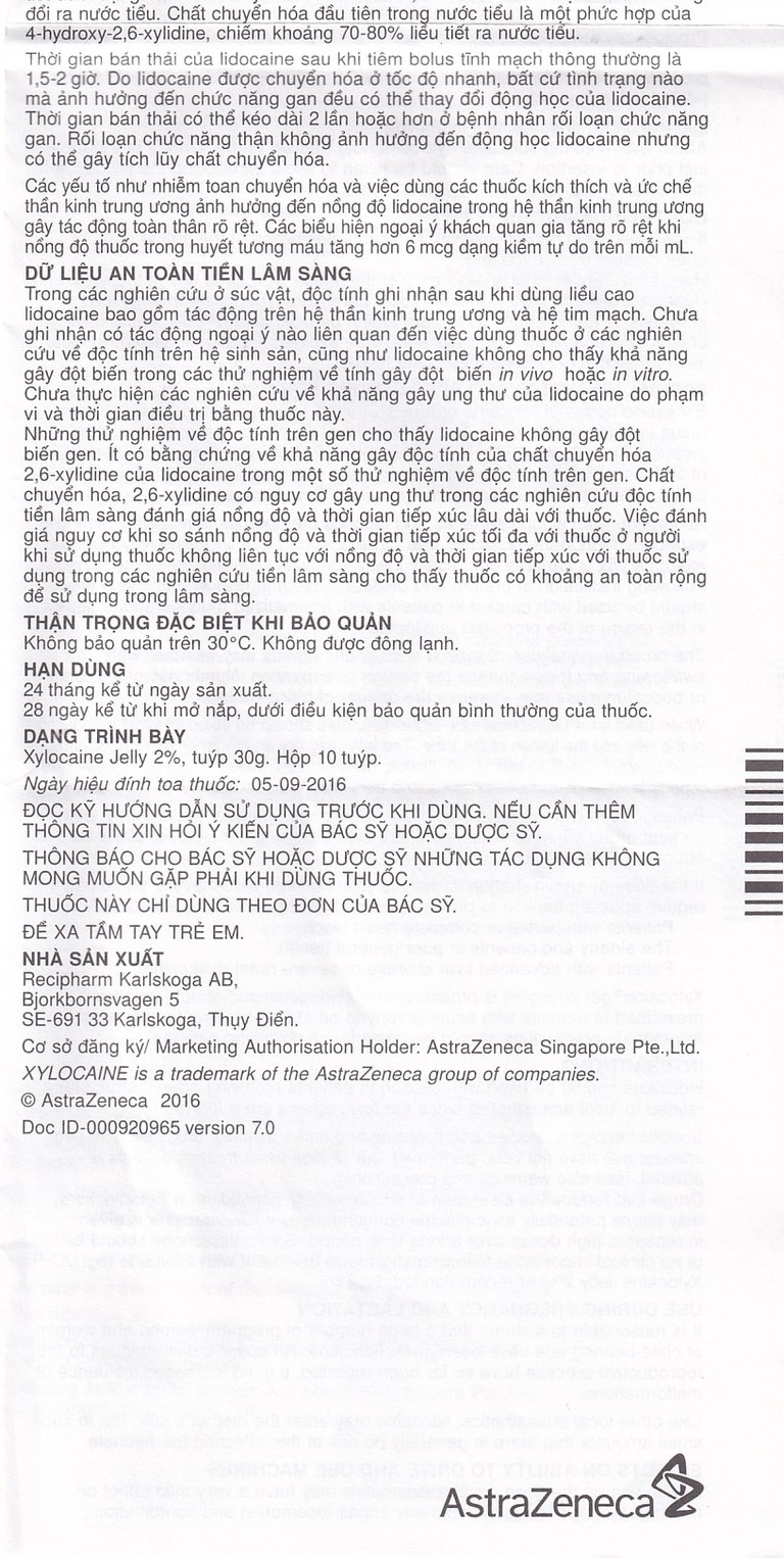 Gel Xylocaine Jelly 2% AstraZeneca gây tê bôi trơn bề mặt (30g)
