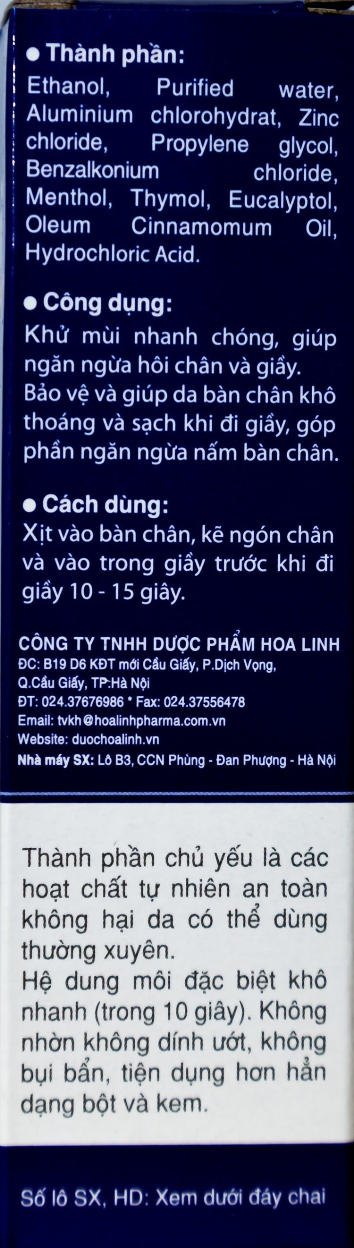 Xịt khử mùi Zuchi Hoa Linh giữ chân khô thoáng, sạch mùi (50ml)