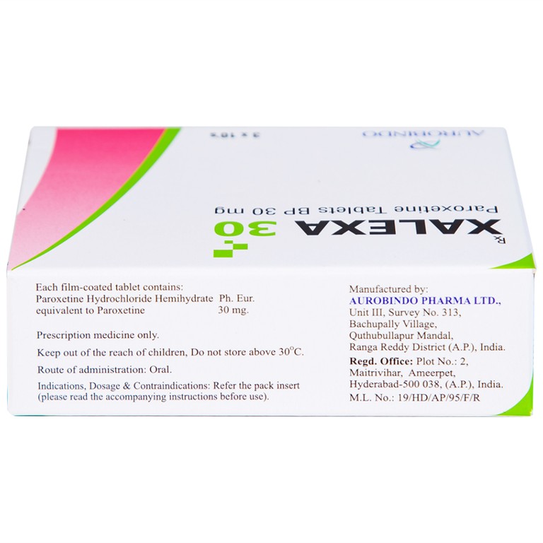 Thuốc Xalexa 30 Aurobindo điều trị các cơn trầm cảm lớn (3 vỉ x 10 viên)